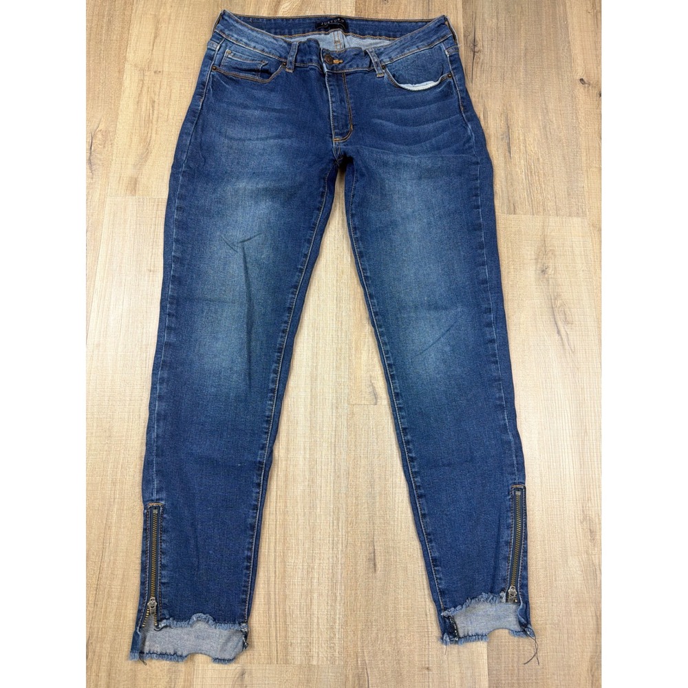 Just USA Womens Skinny Ankle Jeans‎ Medium Wash Raw Hem Zipper AB8813 Size 29